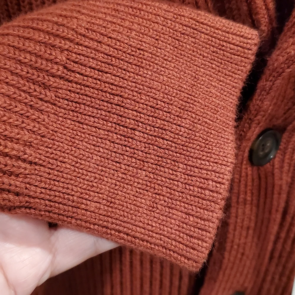 Banana Republic Rust Shawl  100% Organic Ribbed Cotton Cardigan Size Large New